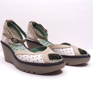Fly London Ydel Perforated Leather Wedges size 39